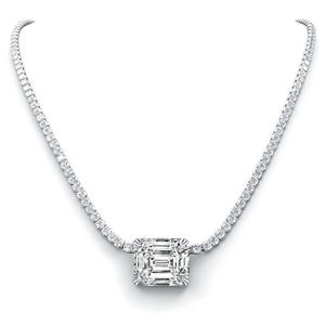 Chaîne Tennis 2mm en Argent Sterling S925 Plaqué Rhodium avec Moissanite Rectangulaire Taille Radiant Incrustée, Collier Minimaliste Unisexe - Product Image 3