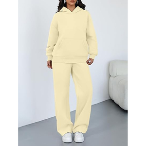 Ensemble de détente élégant pour femmes, sweat-shirt confortable et pantalon de survêtement à jambes larges - Product Image 2