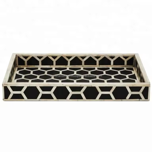 Bandeja DE SERVICIO DE MADERA MDF gris de lujo hecha a mano con incrustaciones de hueso de la mejor calidad para el hogar, cocina, uso de servicio de alimentos - Product Image 2