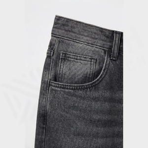 Jean en denim délavé foncé à taille haute et jambe large pour homme, coupe ample, en coton, style décontracté, pantalon d'automne - Product Image 5