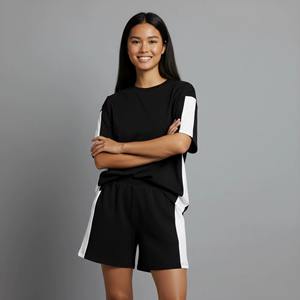 Ensemble deux pièces court formel pour femme en dentelle imprimée sur mesure, 100 % coton, impression en relief, été, décontracté, vente en gros - Product Image 4