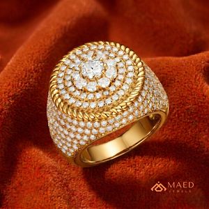แหวนมอยซาไนต์สำหรับผู้ชาย แหวนทองทรงโดม ประดับเพชรแบบหนามเตย เครื่องประดับแฟชั่นหรูหรา ของขวัญสำหรับงานหมั้น งานแต่งงาน และวันครบรอบ - Product Image 3