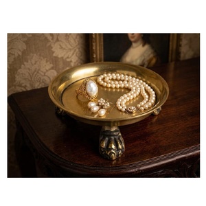 High Quality Modern Brass Clawfoot Pedestal Dish Jewelry Organizer <b>Tray</b> Multipurpose <b>Candle</b> Holder Trinket 12cm Decorative - Product Image 4