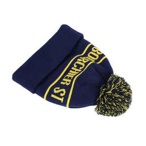 Bonnet unisexe noir avec pompon, motif lettres, tricoté, style décontracté, taille adulte 56-58 cm - Product Image 3