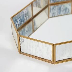 Plateau de service en métal de style moderne, rectangulaire et carré, artisanat martelé pour le Ramadan, plateaux en métal - Product Image 3