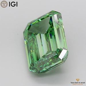 เพชร CVD ผลิตในห้องปฏิบัติการ สีเขียวแฟนซีสดใส ความสะอาดระดับ VS2 ทรงเอเมอรัลด์ 5.00 กะรัต พร้อมใบรับรอง IGI สำหรับจี้ดีไซเนอร์ - Product Image 6