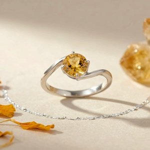 Anillo Solitario de Citrino, Plata de Ley 925, Hecho a Mano, Piedra Amarilla Natural, Joyería con Gema de Noviembre - Product Image 5