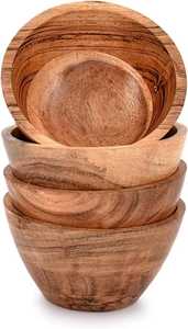Bol à salade en bois massif segmenté, plat rond en bois pour servir les fruits, vaisselle de cuisine écologique - Product Image 6