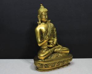 Buda de Latón con Diseño de Loto para Decoración y Fines Religiosos-Culturales con Estilo de Bendición - Product Image 4