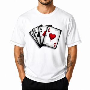 Custom OEM DTG Print Men Oversized Drop Shoulder T Shirt <b>Graphic</b> Heavyweight 100% Cotton <b>White</b> Playing <b>Cards</b> Printed Tee Shirt - Product Image 1