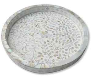 Plateau de service personnalisé en bois naturel de haute qualité avec incrustation d'os, assiettes à vaisselle écologiques fabriquées à la main pour la maison et les hôtels directement - Product Image 1