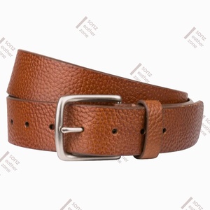 Ceinture en cuir de vache marron pour hommes, véritable, de styliste, 100% - Product Image 1
