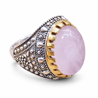 Bague en argent sterling 925 avec cabochon en quartz rose pour homme, faible MOQ, échantillon de 1 pièce, vente en gros