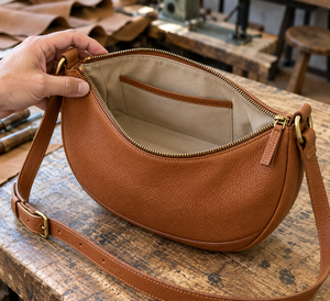 Bolso de Hombro de Cuero Genuino Vintage para Mujer, Patrón Lichee, Cierre de Cremallera, Correa Única, Color Marrón, para Uso Diario en Todas las Estaciones - Product Image 5