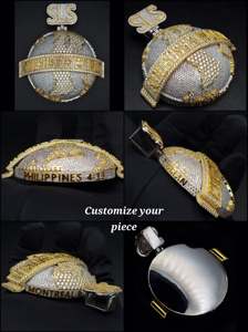 Colgante personalizado 'El mundo es mío' con incrustaciones de moissanita, oro auténtico de 10K y plata, 100g, gran motivo de Tierra, redondo, estilo 'bling', para pedidos al por mayor - Product Image 6
