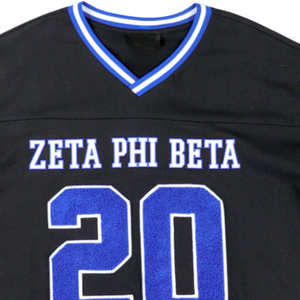เสื้อยืดโอเวอร์ไซส์ลายฟุตบอล Zeta Phi Beta สีดำสำหรับผู้หญิง พร้อมตัวอักษรกรีก ZPB ผ้าเชนิลล์ ทรงลำลอง เสื้อผ้าสำหรับชมรม - Product Image 6