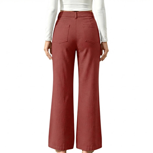 New Fashion <b>Women</b> Flare Pants Custom Logo High Waist <b>Stretch</b> <b>Trousers</b> with Stylish Bell Bottom Silhouette for Modern Apparel - Product Image 3