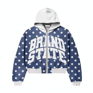 Conjuntos de sudadera con capucha personalizados con estampado de estado para hombre, sudadera con capucha extragrande con cremallera, moda Harajuku, ropa urbana, chándal corto - Product Image 2
