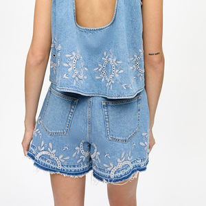 Shorts de Mezclilla de Cintura Alta con Cierre de Botones, Estilo Bermuda para Mujer, Ropa de Verano Informal, Diseñados para Uso Diario Intenso - Product Image 5