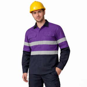 Camisa de Trabajo de Seguridad Reflectante de Manga Larga, Uniforme Industrial de Construcción, Protección Resistente, Algodón Antiestático y Transpirable - Product Image 1