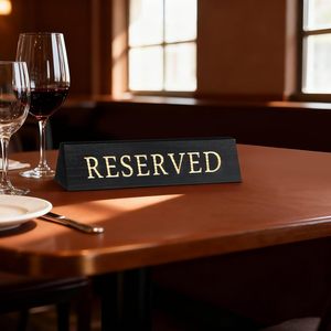 Set of 6 Black Wooden Reserved Signs Double Sided Engraved <b>Table</b> Tent <b>Name</b> Place <b>Card</b> Stand For Restaurant Event Wholesale - Product Image 4