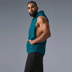Sudaderas con Capucha sin Mangas para Hombre, Sólidas, para Gimnasio, Deportivas, Elásticas, Cómodas, de Forro Polar, para Fitness, Culturismo - Product Image 2