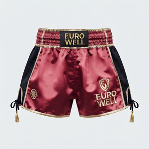 Nuevos Pantalones Cortos de Muay Thai Personalizados de Lona Premium Resistente, hasta la Mitad de la Rodilla, con Parche Personalizado para Kickboxing y Artes Marciales - Product Image 3