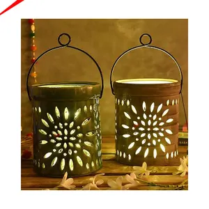 Lentera Logam Paling Indah dengan Pegangan Tempat Lilin untuk Pernikahan Rumah Dekoratif Lampu Lentera Mewah