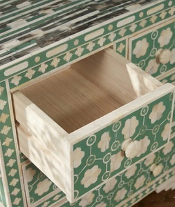 Handmade Solid Wood Bone Inlay Sideboard Chest of Drawers Geometric <b>Storage</b> <b>Cabinet</b> for Bedroom Living <b>Room</b> <b>Dining</b> - Product Image 5