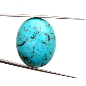 Turquesa ovalada lisa de 20x25 mm, cabujones de turquesa natural de Arizona con matriz de cobre, piedra preciosa con reverso plano para joyería. - Product Image 2