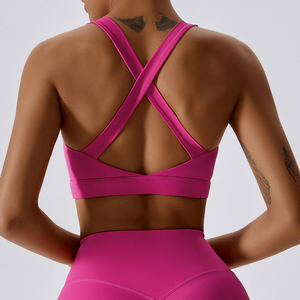 Custom Logo Women's <b>Cross</b> Back Sports Bra High Support Moisture-Wicking Breathable Four-Way Stretch Gym Yoga Activewear Fitness - Product Image 4