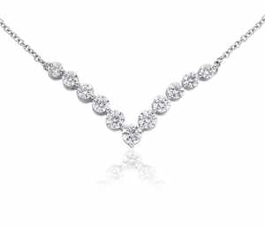 Collier en or 14 carats en forme de V avec diamant de laboratoire, bijoux de mariage de haute qualité, fabricant OEM, vente en gros et au détail - Product Image 1