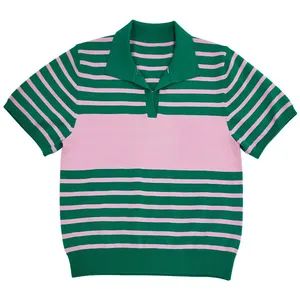 Vente en gros de polo en tricot de sororité vert rose sur mesure pull polo grec respirant à manches courtes