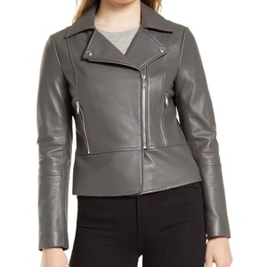 Custom Design Leather Solid Color Women Leather <b>Jacket</b> High Quality <b>Light</b> <b>Weight</b> Manufacturing Soft Material Women Women Leather - Product Image 2