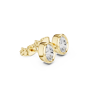 Boucles d'oreilles minimalistes à diamants taillés ovales, finition or jaune, fermoir papillon, solitaire, bijoux en diamant de laboratoire, vente en gros - Product Image 2