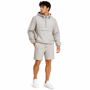 Wholesale <b>Men's</b> Winter <b>Pullover</b> Windbreaker Shorts Set Pocket Hooded <b>Jacket</b> Breathable Quick Dry Outdoor Sports Gym Tracksuit 2 - Product Image 4