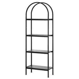 Libreria ad arco a 4 ripiani con struttura in metallo, stile industriale, scaffale espositivo autoportante, organizer per libri, mensole portaoggetti - Product Image 1