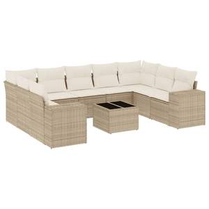 Ensemble de canapés de jardin en rotin PE beige avec structure en acier thermolaqué et verre trempé - Product Image 2
