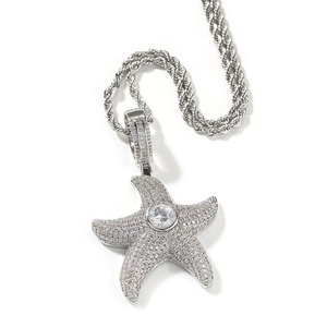 High Quality Trendy Brass Zirconia CZ Bling Rope <b>Chain</b> Hip Hop Rock Punk Men Rapper Jewelry <b>Iced</b> <b>Out</b> Starfish Pendant - Product Image 5
