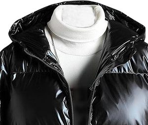 OEM LOW MOQ High Quality Coated <b>Canvas</b> Glossy Puffer Jacket Waterproof Breathable Oversized Streetwear Hoodie Thin Patchwork - Product Image 2