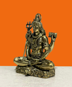 Nirmala Handicrafts - Ídolo Tradicional de Latón Hecho a Mano del Dios Shiva |   Estatua de Meditación de Mahadev Fundida en Cera para Decoración de Mesa en el Hogar - Product Image 1