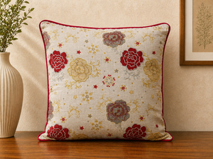 Premium Linen Embroidered Cushion <b>Cover</b> | Decorative Floral <b>Throw</b> Pillow <b>Cover</b> for <b>Sofa</b>, Living Room & Home Decor - Product Image 3