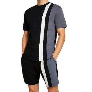 Nouvel ensemble short et t-shirt pour homme, couleur noir et gris, manches courtes, deux pièces, grande taille, décontracté, streetwear d'été - Product Image 3