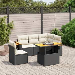 Conjunto de Sofá Plegable Grande para Jardín en Ratán Sintético Negro, Colección de Muebles Elegantes para Exteriores - Product Image 1