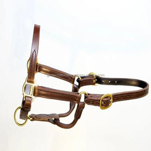 Cabestro para caballo de cuero genuino color marrón Havana, con doble costura y acolchado suave de piel de vaca, totalmente ajustable, en todos los tamaños personalizados. - Product Image 4