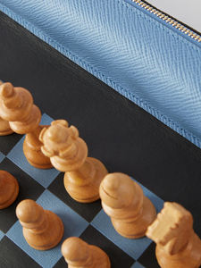 Microfiber Leather Roll-Up <b>Backgammon</b> Box Blue Eco-Friendly Durable Storage Case Children's Leisure Unisex Portable Design - Product Image 5