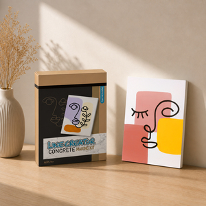 Arte Mural Abstracto Moderno en Concreto – Panel Escultórico Minimalista con Rostro Lineal para Decoración del Hogar - Product Image 1