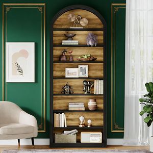 Libreria Alta in Legno con Arco, Elegante Scaffale Espositivo per Casa e Ufficio - Product Image 2