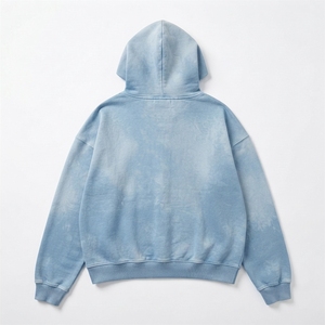Sweat-shirt à capuche tie-dye surdimensionné pour homme, bleu dégradé, en molleton bouclette décontracté, coupe classique, pull à capuche tricoté pour l'automne - Product Image 2
