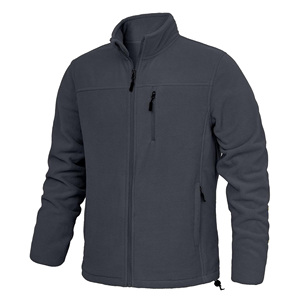 Chaqueta de Forro Polar Negra para Hombre, Cuello Alto, Cierre Completo, Manga Larga, Bolsillos con Cremallera, Cortavientos, Deportiva, para Exteriores - Product Image 2